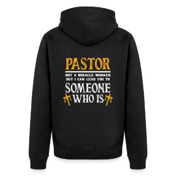 Pfarrer - Unisex Premium Bio Zip Hoodie - Schwarz - Hinten - Nico (187cm)