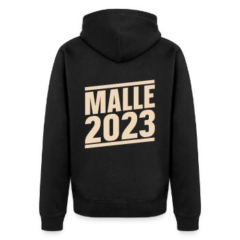 Malle 2023 - Unisex Premium Bio Zip Hoodie - Schwarz - Hinten - Nico (187cm)