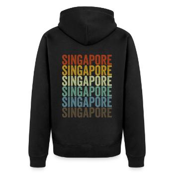 Singapur Singapur Retro Vintage - Unisex Premium Bio Zip Hoodie - Schwarz - Hinten - Nico (187cm)