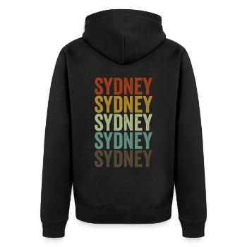 Sydney Australie Rétro Vintage - Veste à capuche bio Premium Unisexe - noir - Dos - Nico (187cm)