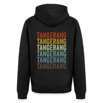 Tangerang Indonésie Rétro Vintage - Veste à capuche bio Premium Unisexe - noir - Dos - Nico (187cm)