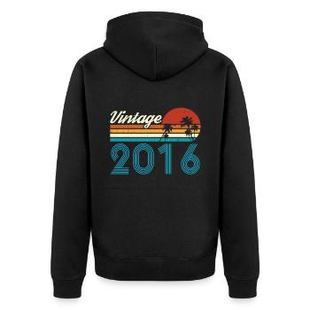 Vintage 2016 Vintage Anniversaire Rétro Vintage - Veste à capuche bio Premium Unisexe - noir - Dos - Nico (187cm)