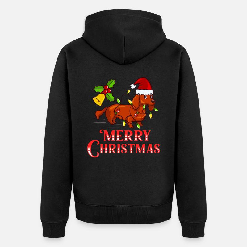 Doxie Teckel Teckel Chien Noël - Veste à capuche bio Premium Unisexe - noir