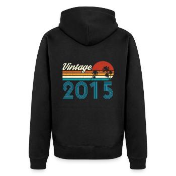Vintage 2015 Vintage Anniversaire Rétro Vintage - Veste à capuche bio Premium Unisexe - noir - Dos - Nico (187cm)