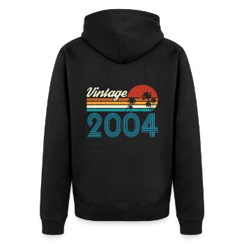 Vintage 2004 Vintage Geburtstag Retro Vintage - Unisex Premium Bio Zip Hoodie - Schwarz - Hinten - Nico (187cm)
