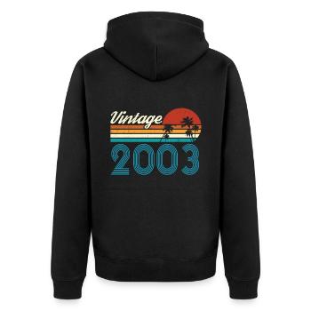 Vintage 2003 Vintage Anniversaire Rétro Vintage - Veste à capuche bio Premium Unisexe - noir - Dos - Nico (187cm)
