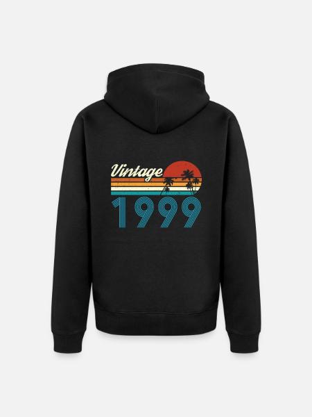 Vintage 1999 Vintage Birthday Retro Vintage - Unisex Premium Organic Zip Hoodie - black
