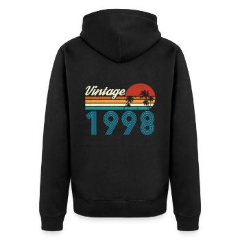 Vintage 1998 Vintage Geburtstag Retro Vintage - Unisex Premium Bio Zip Hoodie - Schwarz - Hinten - Nico (187cm)