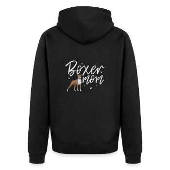 Boxer Mom - Unisex Premium Organic Zip Hoodie - black - Back - Nico (187cm)