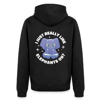 I Just Really Like Elephants Elefant Geschenk - Unisex Premium Bio Zip Hoodie - Schwarz - Hinten - Nico (187cm)