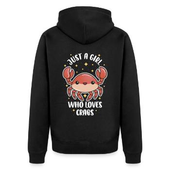Just A Girl Who Loves Crabs Krabbe Geschenk - Unisex Premium Bio Zip Hoodie - Schwarz - Hinten - Nico (187cm)