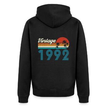 Vintage 1992 Vintage Anniversaire Rétro Vintage - Veste à capuche bio Premium Unisexe - noir - Dos - Nico (187cm)