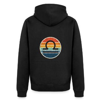 Waage Sternzeichen Horoskop Astrologie Geschenk - Unisex Premium Bio Zip Hoodie - Schwarz - Hinten - Nico (187cm)