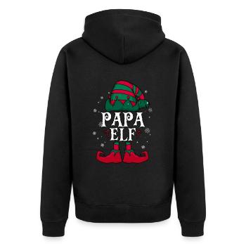 Papa Elf Christmas - Unisex Premium Organic Zip Hoodie - black - Back - Nico (187cm)
