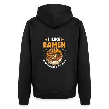 Ramen - Unisex Premium Organic Zip Hoodie - black - Back - Nico (187cm)