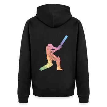 Cricket Sport Silhouette - Unisex Premium Bio Zip Hoodie - Schwarz - Hinten - Nico (187cm)