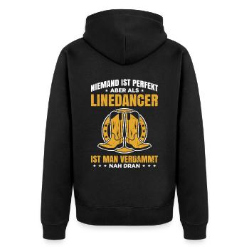 Niemand Ist Perfekt Aber Als Linedancer Ist Man Ve - Unisex Premium Bio Zip Hoodie - Schwarz - Hinten - Nico (187cm)