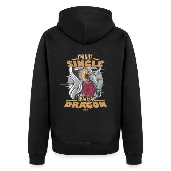 I'm Not Single I Have A Dragon - Unisex Premium Bio Zip Hoodie - Schwarz - Hinten - Nico (187cm)