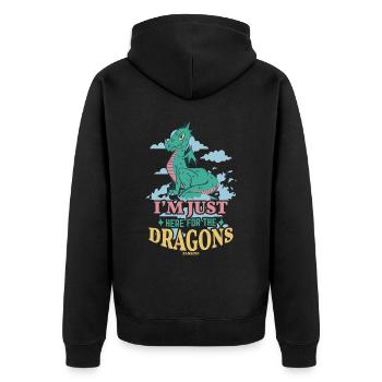I'm Just Here For The Dragons - Unisex Premium Organic Zip Hoodie - black - Back - Nico (187cm)