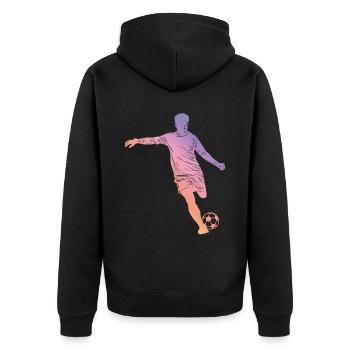 Football Silhouette - Unisex Premium Organic Zip Hoodie - black - Back - Nico (187cm)