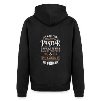 Ruhestand Pastor - Unisex Premium Bio Zip Hoodie - Schwarz - Hinten - Nico (187cm)