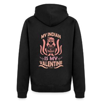 My Indian Is My Valentine Native People USA - Unisex Premium Bio Zip Hoodie - Schwarz - Hinten - Nico (187cm)