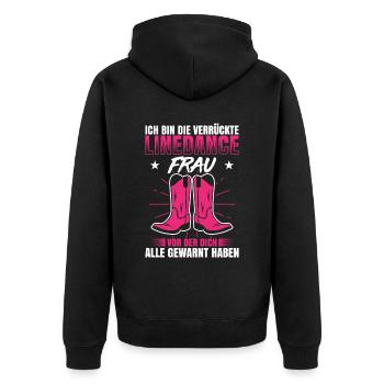 Ich Bin Die Verrückte Linedance Frau Vor Der Dich - Unisex Premium Bio Zip Hoodie - Schwarz - Hinten - Nico (187cm)