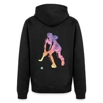 Silhouette de sport de hockey sur gazon - Veste à capuche bio Premium Unisexe - noir - Dos - Nico (187cm)