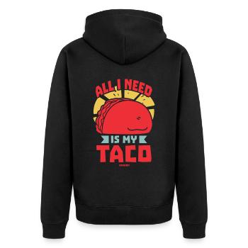 All I Need Is My Taco - Unisex Premium Bio Zip Hoodie - Schwarz - Hinten - Nico (187cm)