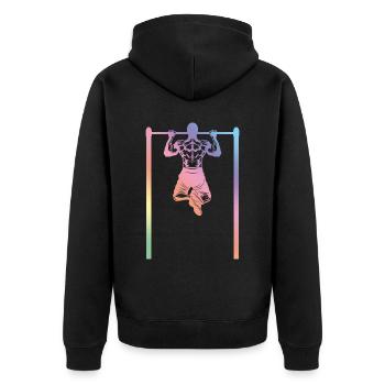 silhouette de fitness calisthenics - Veste à capuche bio Premium Unisexe - noir - Dos - Nico (187cm)