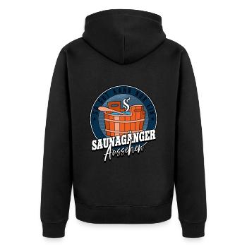 Sauna - Unisex Premium Bio Zip Hoodie - Schwarz - Hinten - Nico (187cm)