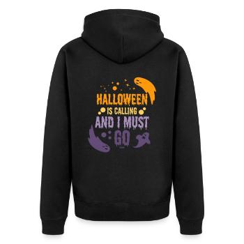Halloween m’appelle et je dois y aller - Veste à capuche bio Premium Unisexe - noir - Dos - Nico (187cm)