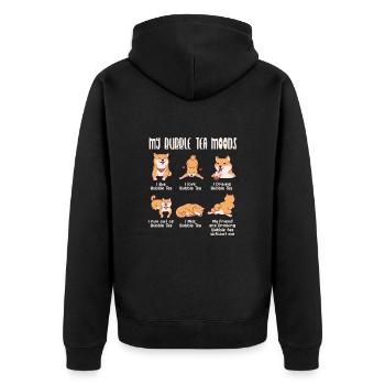 Shiba Inu - Unisex Premium Organic Zip Hoodie - black - Back - Nico (187cm)