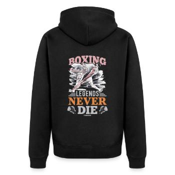 Boxing Legends Never Die - Unisex Premium Organic Zip Hoodie - black - Back - Nico (187cm)