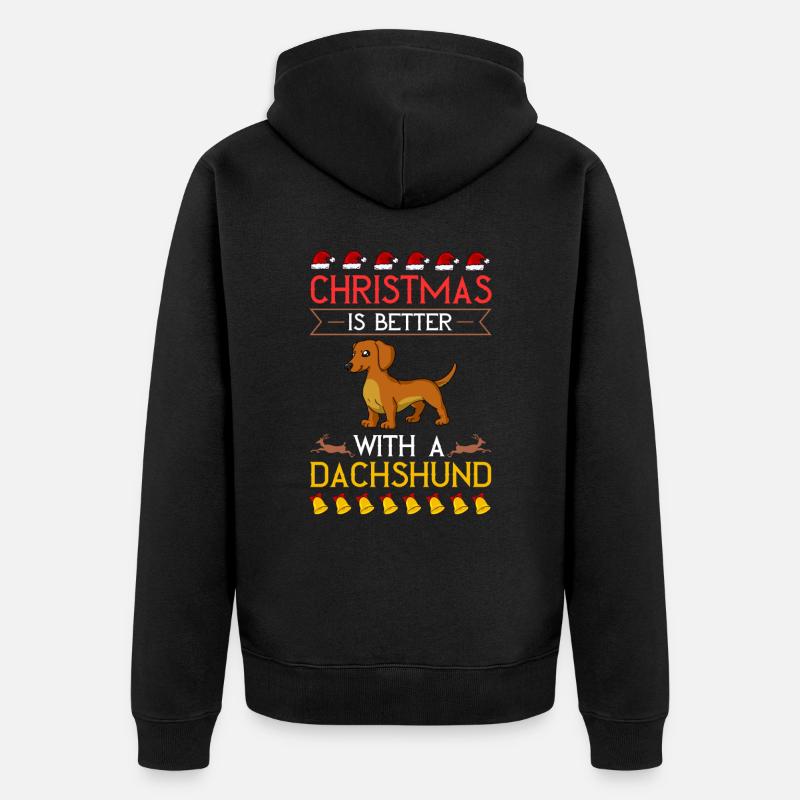 Doxie Teckel Teckel Chien Noël - Veste à capuche bio Premium Unisexe - noir