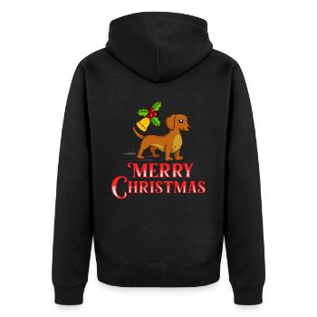 Doxie Dachshund Dackel Teckel Hund Weihnachten - Unisex Premium Bio Zip Hoodie - Schwarz - Hinten - Nico (187cm)