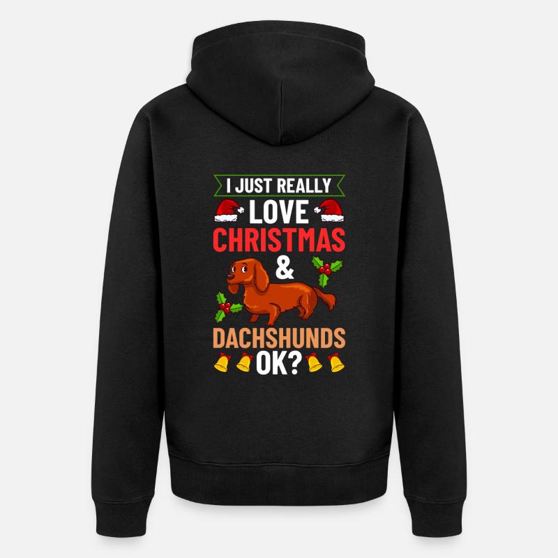Doxie Teckel Teckel Chien Noël - Veste à capuche bio Premium Unisexe - noir