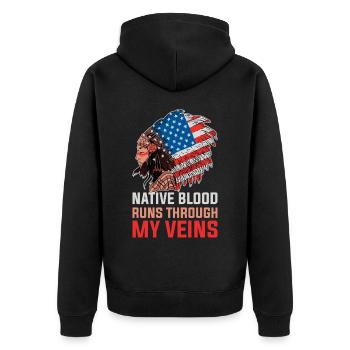 Native Blood Native American Gift - Unisex Premium Organic Zip Hoodie - black - Back - Nico (187cm)