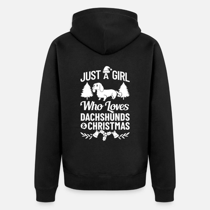 Doxie Teckel Teckel Chien Noël - Veste à capuche bio Premium Unisexe - noir