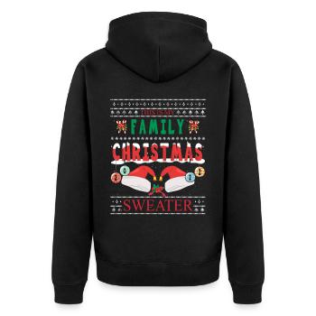Funny Family Couple Clothes Christmas - Unisex Premium Organic Zip Hoodie - black - Back - Nico (187cm)