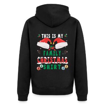 Funny Family Couple Clothes Christmas - Unisex Premium Organic Zip Hoodie - black - Back - Nico (187cm)