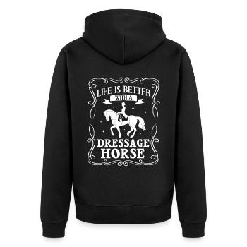 Dressage Riding Horse Training Dressage - Unisex Premium Organic Zip Hoodie - black - Back - Nico (187cm)
