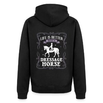 Dressage Riding Horse Training Dressage - Unisex Premium Organic Zip Hoodie - black - Back - Nico (187cm)