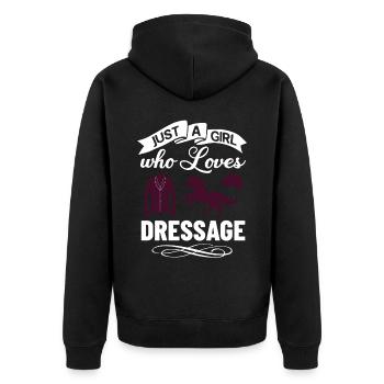 Dressage Riding Horse Training Dressage - Unisex Premium Organic Zip Hoodie - black - Back - Nico (187cm)