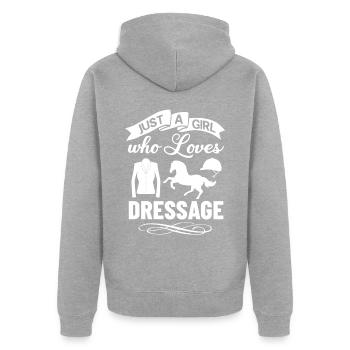 Dressur Reiten Pferd Training Dressurreiten - Unisex Premium Bio Zip Hoodie - Grau meliert - Hinten - Nico (187cm)