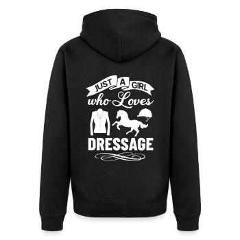 Dressage Riding Horse Training Dressage - Unisex Premium Organic Zip Hoodie - black - Back - Nico (187cm)