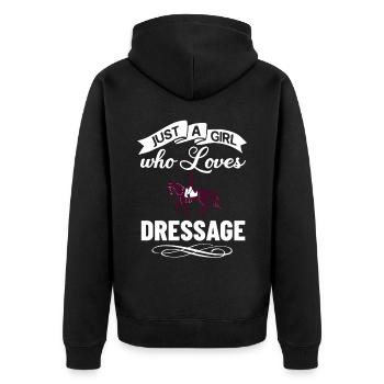 Dressage Riding Horse Training Dressage - Unisex Premium Organic Zip Hoodie - black - Back - Nico (187cm)