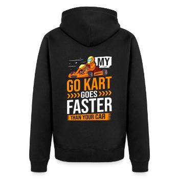 Go Kart Racing Indoor Karting Kartsport Kartbahn - Unisex Premium Bio Zip Hoodie - Schwarz - Hinten - Nico (187cm)