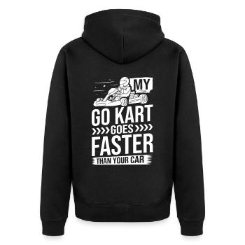 Go Kart Racing Indoor Karting Kartsport Kartbahn - Unisex Premium Bio Zip Hoodie - Schwarz - Hinten - Nico (187cm)