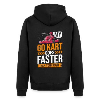 Go Kart Racing Indoor Karting Kartsport Kartbahn - Unisex Premium Bio Zip Hoodie - Schwarz - Hinten - Nico (187cm)